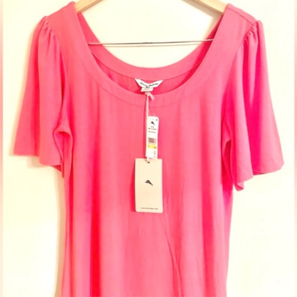 Tommy Bahama Tambour Paradise Pink Viscose Stretch Scoop Neck Dress NWT Medium - Picture 6 of 11